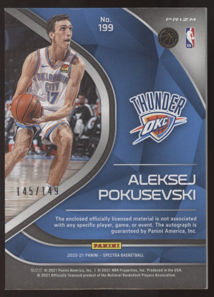 2020-21 Panini Prizm Aleksej Pokusevski Auto RP-APK & Base #264 RC OKC  Thunder