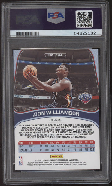 2019 Panini Chronicles Zion Williamson good #244 PSA 10