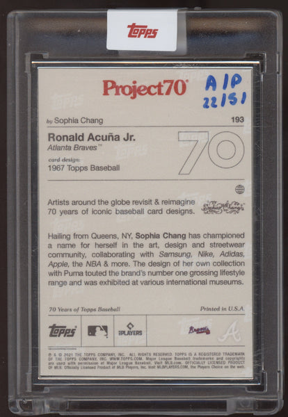 Topps Project 70 #193 Ronald Acuna Jr. 1967 Artist Proof by Sophia Chang /51